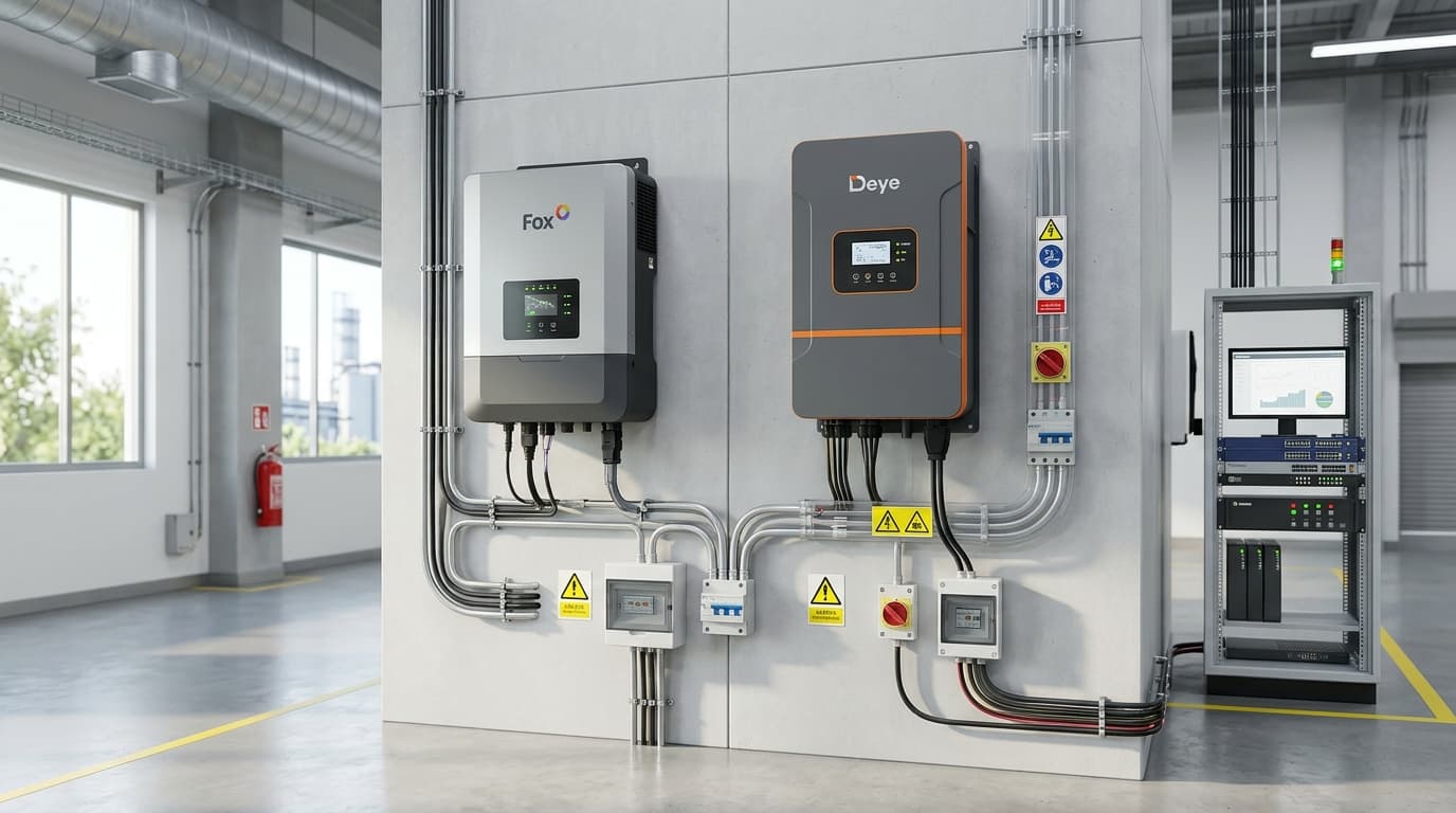 So sánh biến tần hybrid 125kW Fox ESS và Deye cho nhà xưởng công nghiệp